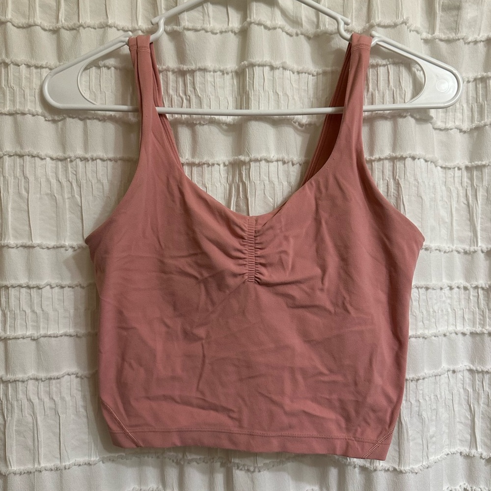 Pink lululemon cropped align ruche top